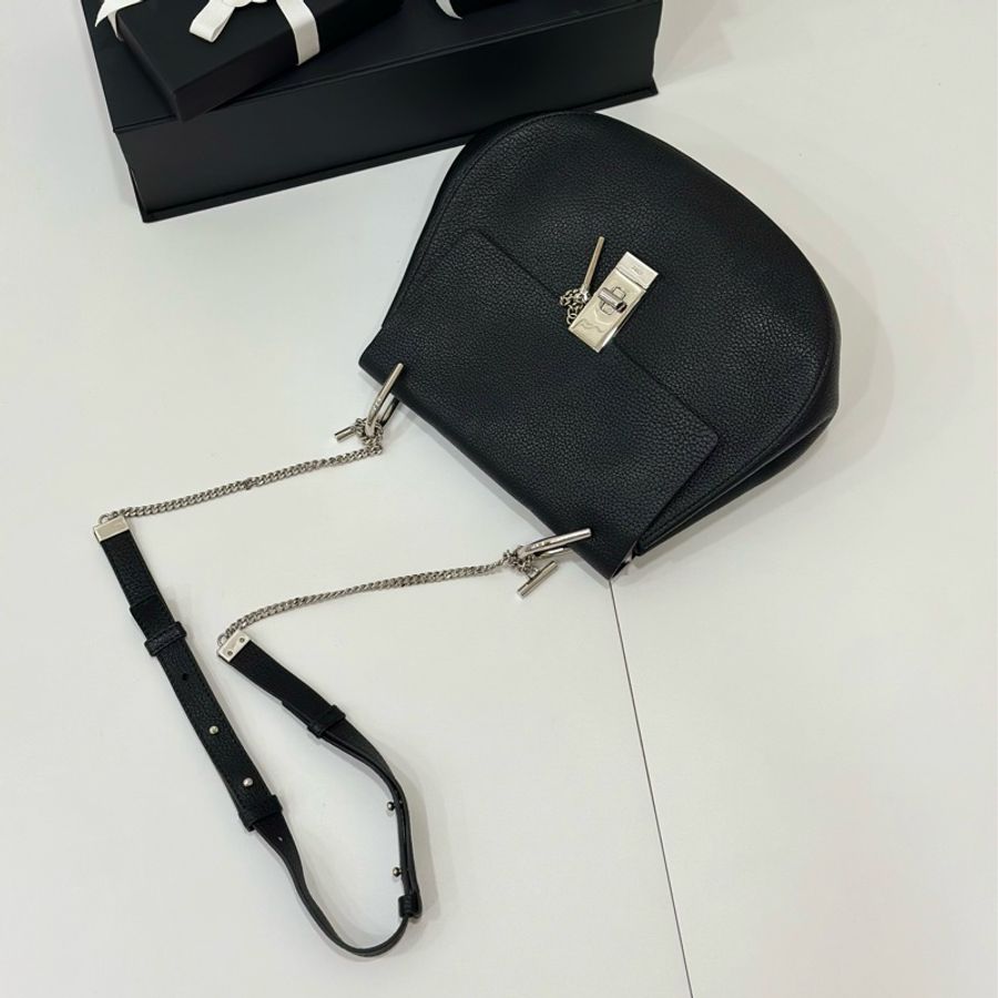 Chloe Drew bag 黑銀 小豬包 鍊條包 帶鏈包 斜背包 肩背包-11