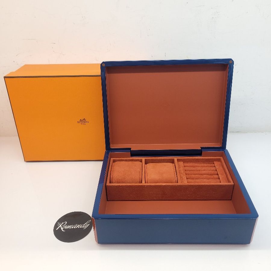Hermès 手錶珠寶盒 首飾盒 亮藍-0
