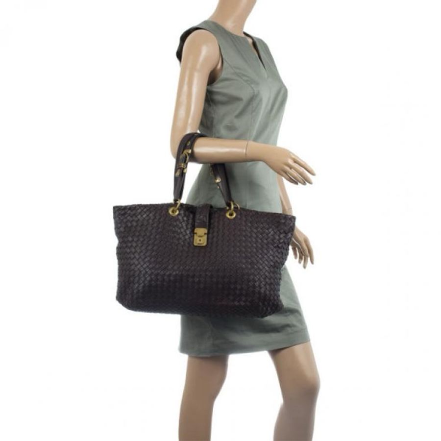 BOTTEGA VENETA(葆蝶家)BV黑色 編織 羅馬 鎖頭 托特包 肩背包 手提包 公事包 電腦包-4