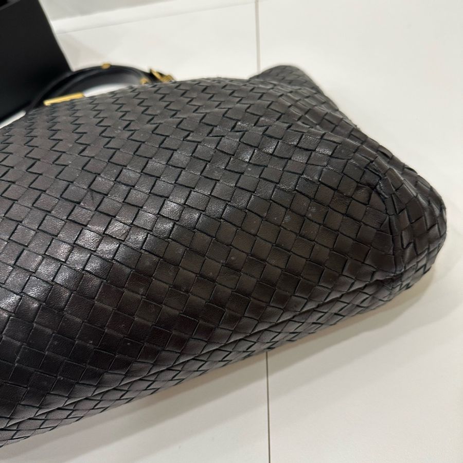 BOTTEGA VENETA(葆蝶家)BV黑色 編織 羅馬 鎖頭 托特包 肩背包 手提包 公事包 電腦包-9