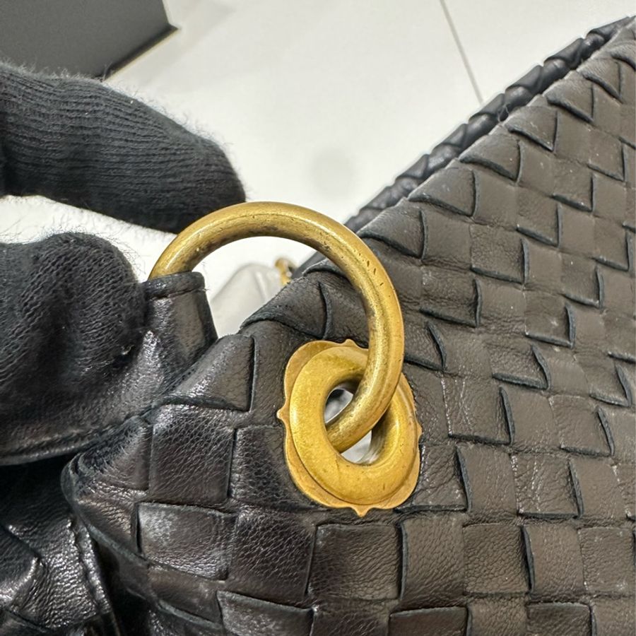 BOTTEGA VENETA(葆蝶家)BV黑色 編織 羅馬 鎖頭 托特包 肩背包 手提包 公事包 電腦包-11