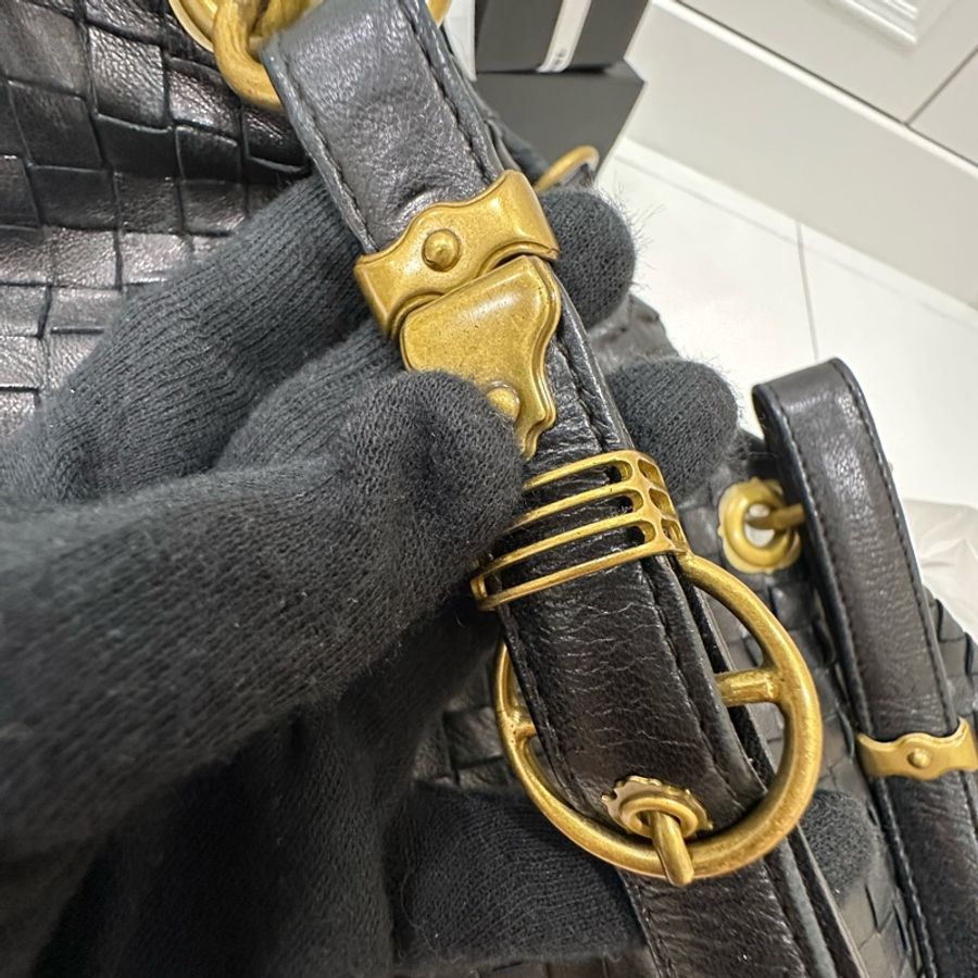BOTTEGA VENETA(葆蝶家)BV黑色 編織 羅馬 鎖頭 托特包 肩背包 手提包 公事包 電腦包-17