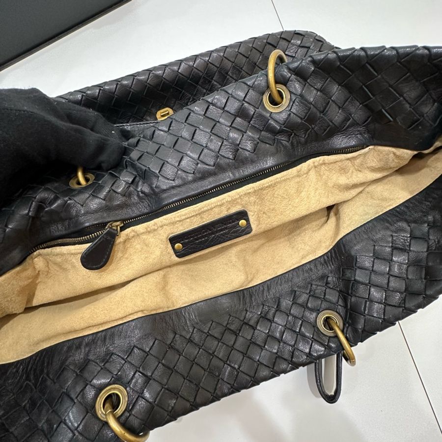 BOTTEGA VENETA(葆蝶家)BV黑色 編織 羅馬 鎖頭 托特包 肩背包 手提包 公事包 電腦包-23