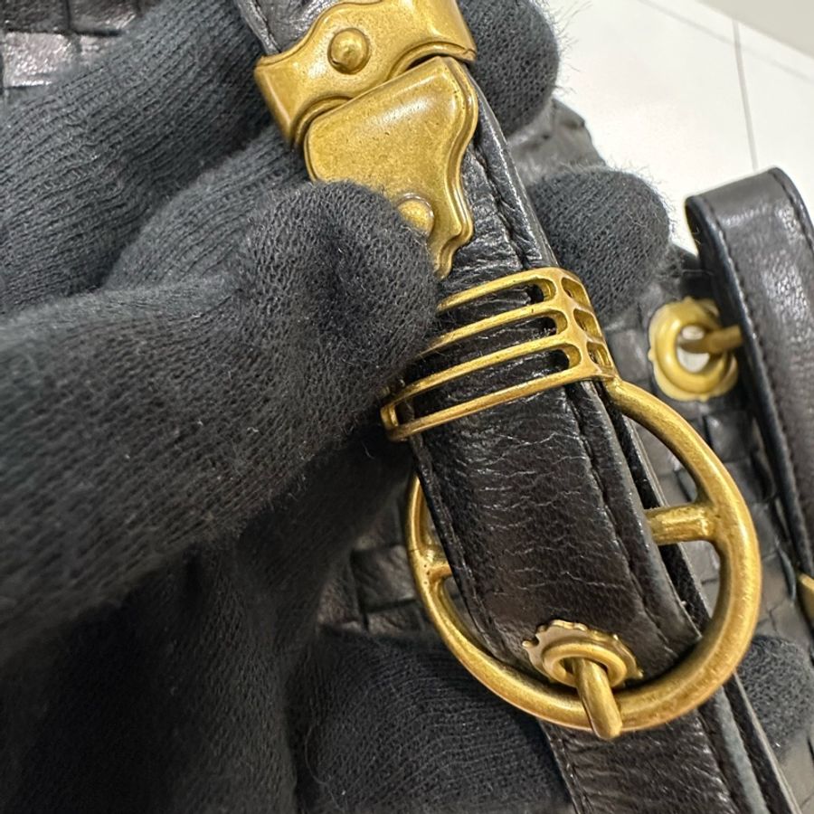 BOTTEGA VENETA(葆蝶家)BV黑色 編織 羅馬 鎖頭 托特包 肩背包 手提包 公事包 電腦包-40