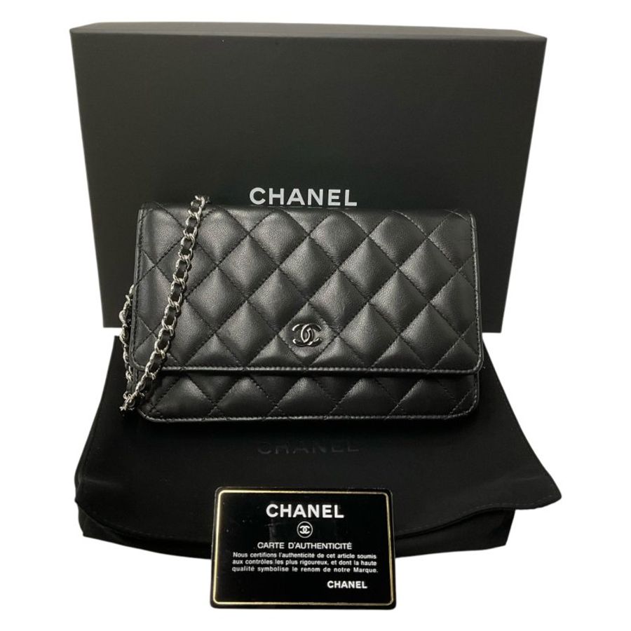 CHANEL 香奈兒 經典款 黑色 小羊皮 WOC-0