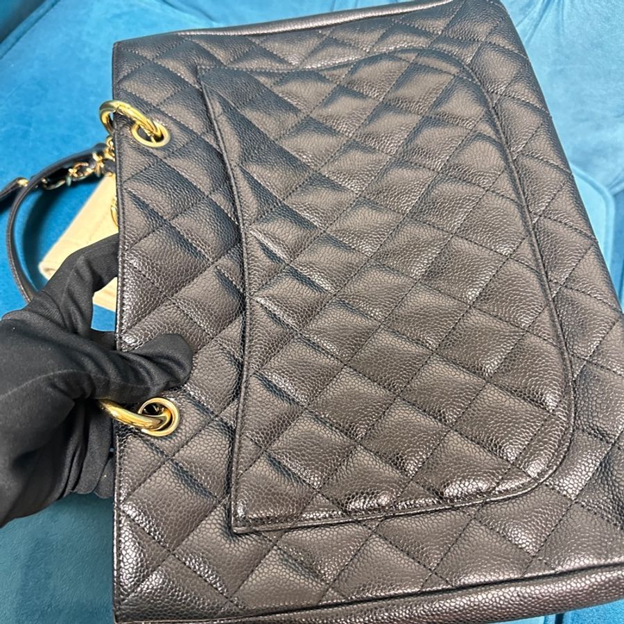 Chanel 黑荔枝金釦GST肩背包-0