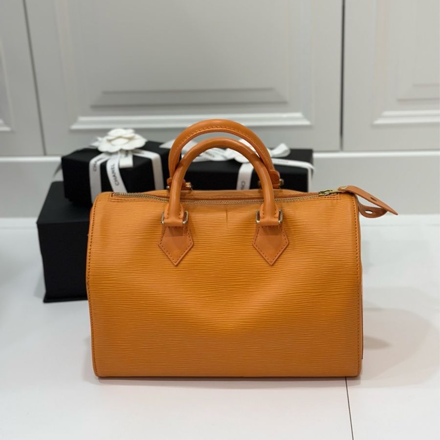 Louis Vuitton LV Epi Speedy30 橘黃色 手提包 斜背包 肩背包-2