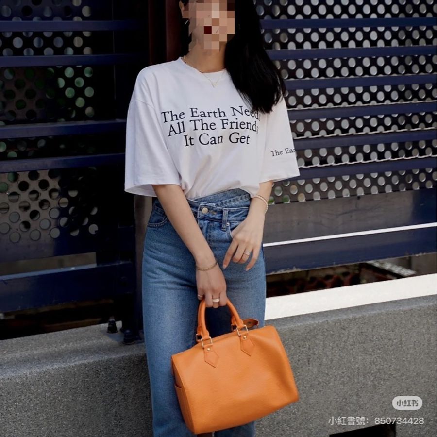 Louis Vuitton LV Epi Speedy30 橘黃色 手提包 斜背包 肩背包-8