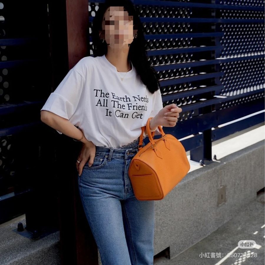 Louis Vuitton LV Epi Speedy30 橘黃色 手提包 斜背包 肩背包-20