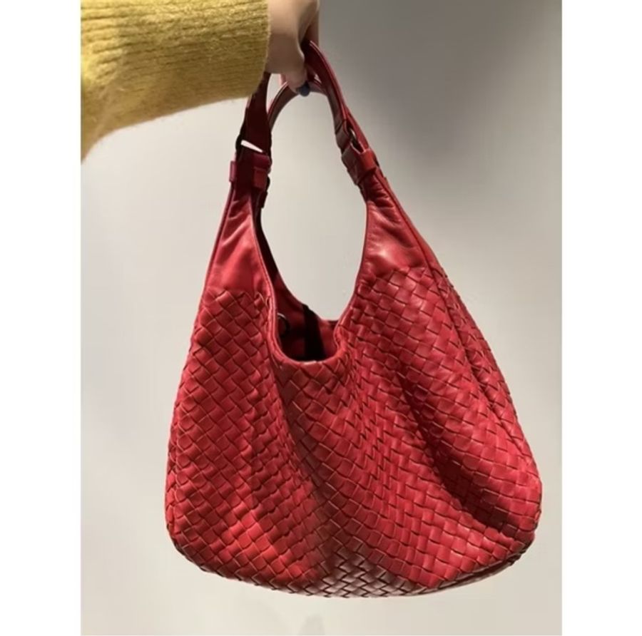 Bottega Veneta 正紅 經典款campana 雙肩編織包#含運-0