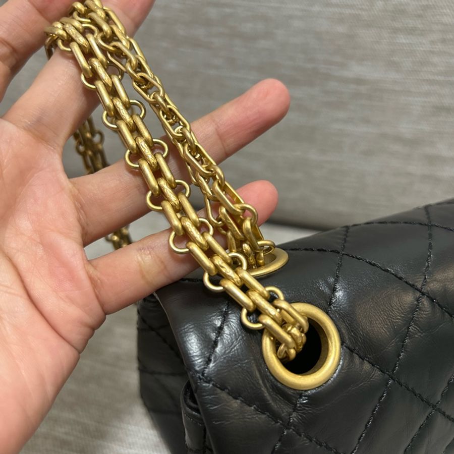 CHANEL 2.55 Mini 黑色金釦 晶片開-12