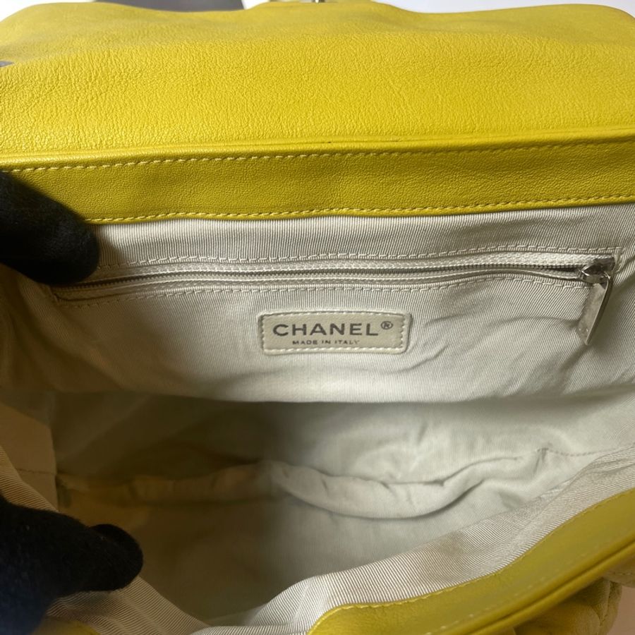 Chanel 芥末黃牛皮抓皺包-5