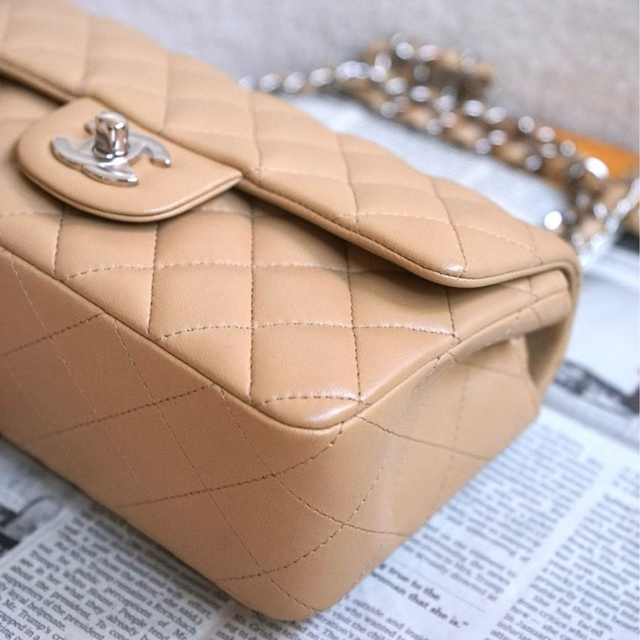 Chanel 經典翻蓋包Mini Flap 20cm 19C 奶茶色 米色-6