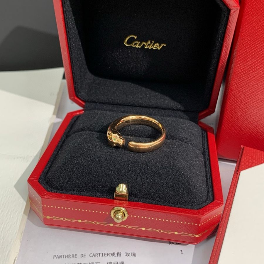 Cartier卡地亚 18K玫瑰金 窄版猎豹戒指-1