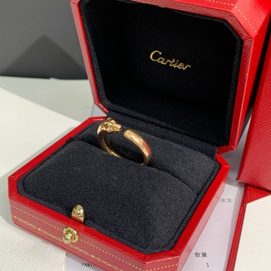 Cartier卡地亚 18K玫瑰金 窄版猎豹戒指-2