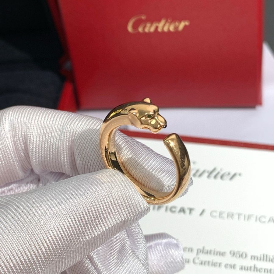 Cartier卡地亚 18K玫瑰金 窄版猎豹戒指-3