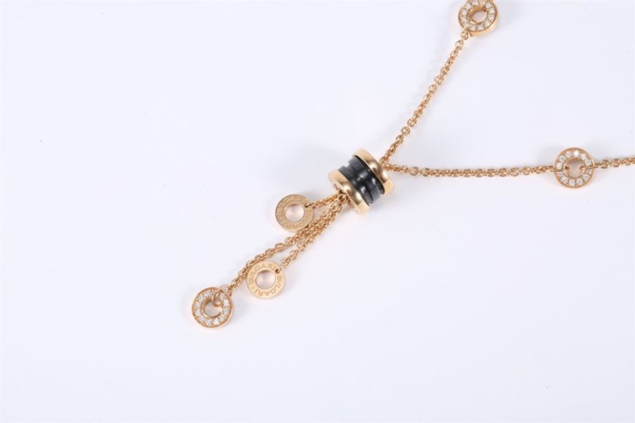 BVLGARI(寶格麗) B.ZERO1 小蠻腰 項鏈 18K金 陶瓷 流蘇 22K黃金 項鏈 玫瑰金-2