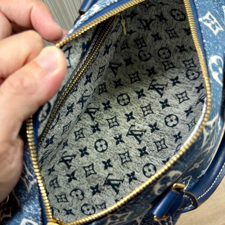 LV M59609 speedy 25限量老花丹寧牛仔背帶款波士頓包-36