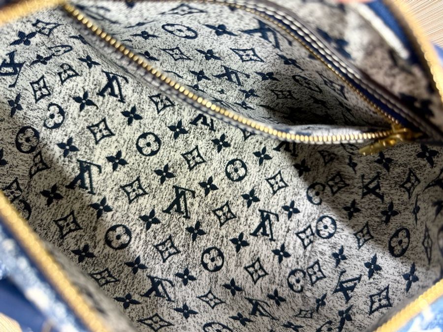 LV M59609 speedy 25限量老花丹寧牛仔背帶款波士頓包-38
