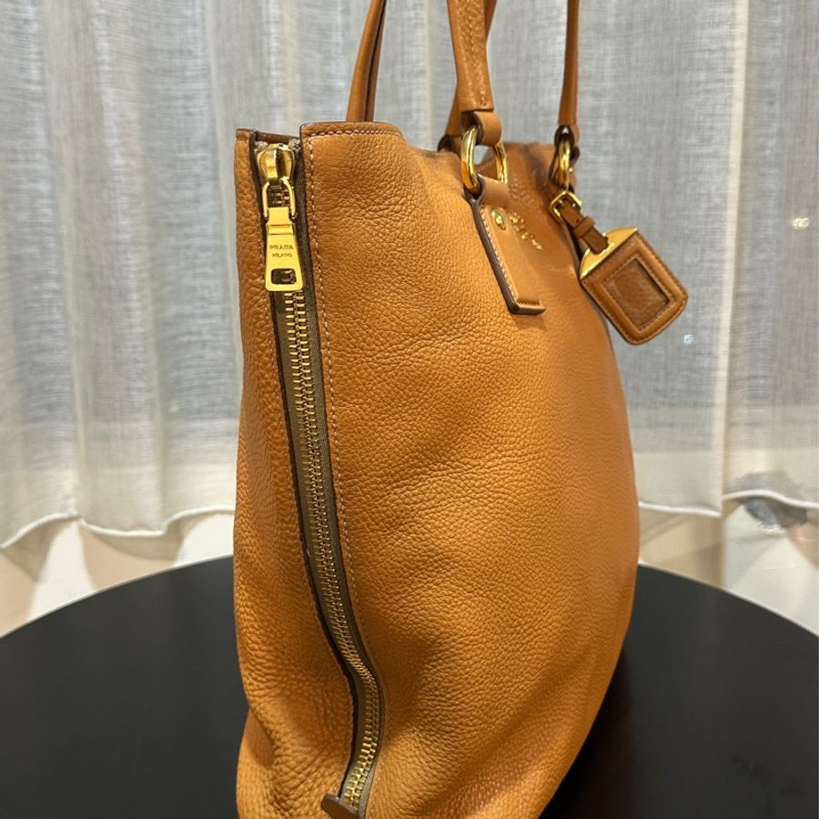 95新以上🔥Prada焦糖棕牛皮肩背托特包👜🉑單肩🉑手提-3