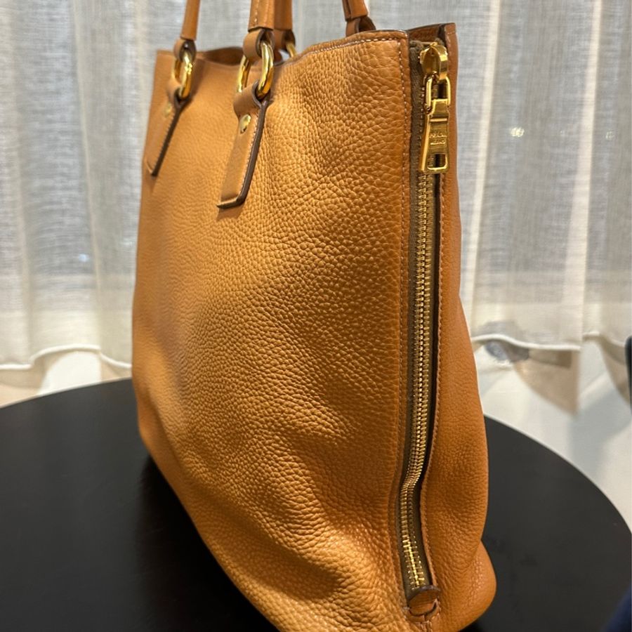 95新以上🔥Prada焦糖棕牛皮肩背托特包👜🉑單肩🉑手提-4