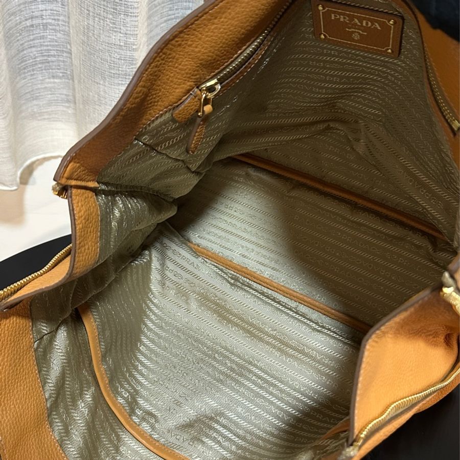 95新以上🔥Prada焦糖棕牛皮肩背托特包👜🉑單肩🉑手提-15