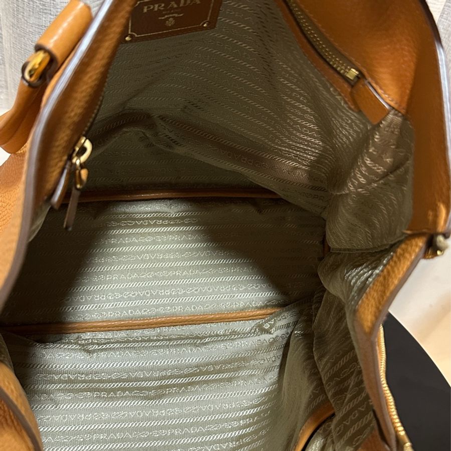 95新以上🔥Prada焦糖棕牛皮肩背托特包👜🉑單肩🉑手提-16