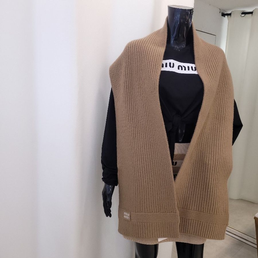 miu miu 初剪羊毛毛料圍巾-0