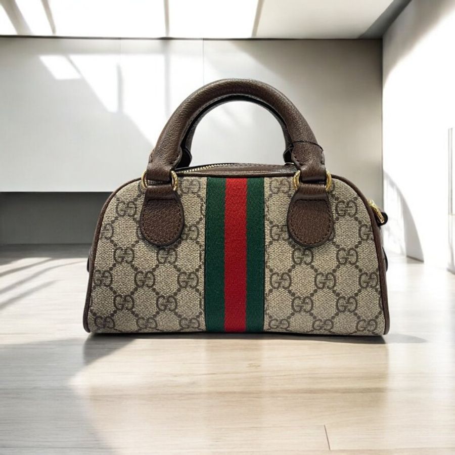 GUCCI.Ophidia mini GG 經典迷你手提保齡球包/駝-2