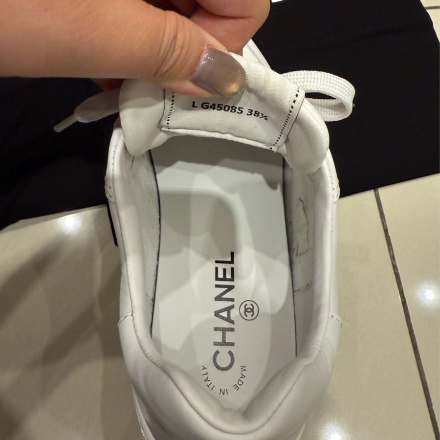 香奈兒Chanel燙金字小白鞋 球鞋-4