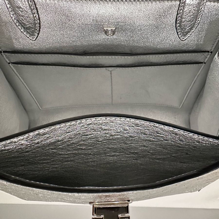 Salvatore Ferragamo Trifolio 鴕鳥皮手提/肩背包（亮銀）-20
