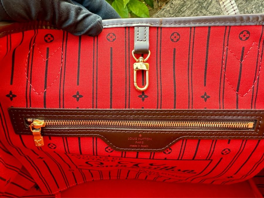 閒置新品LV棋盤格Neverfull MM DAMIER中款側背包購物包托特包M405原型號N51105-13