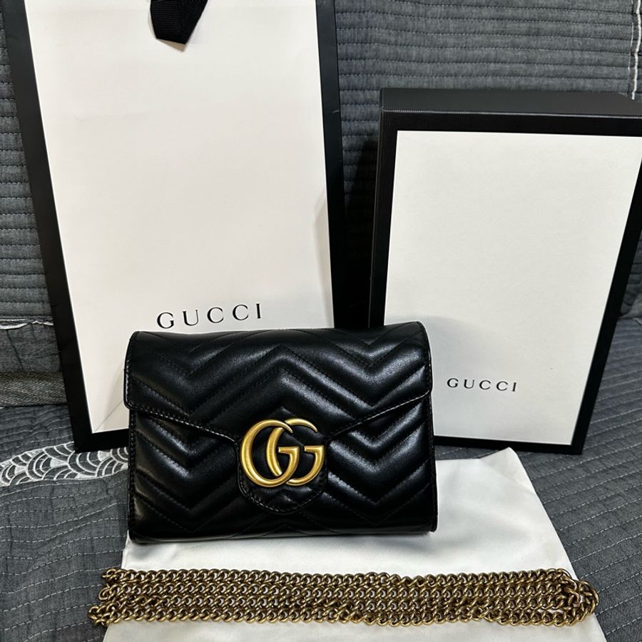 Gucci Marmont 馬夢雙G釦式 手拿/斜背/肩背/腋下背-0