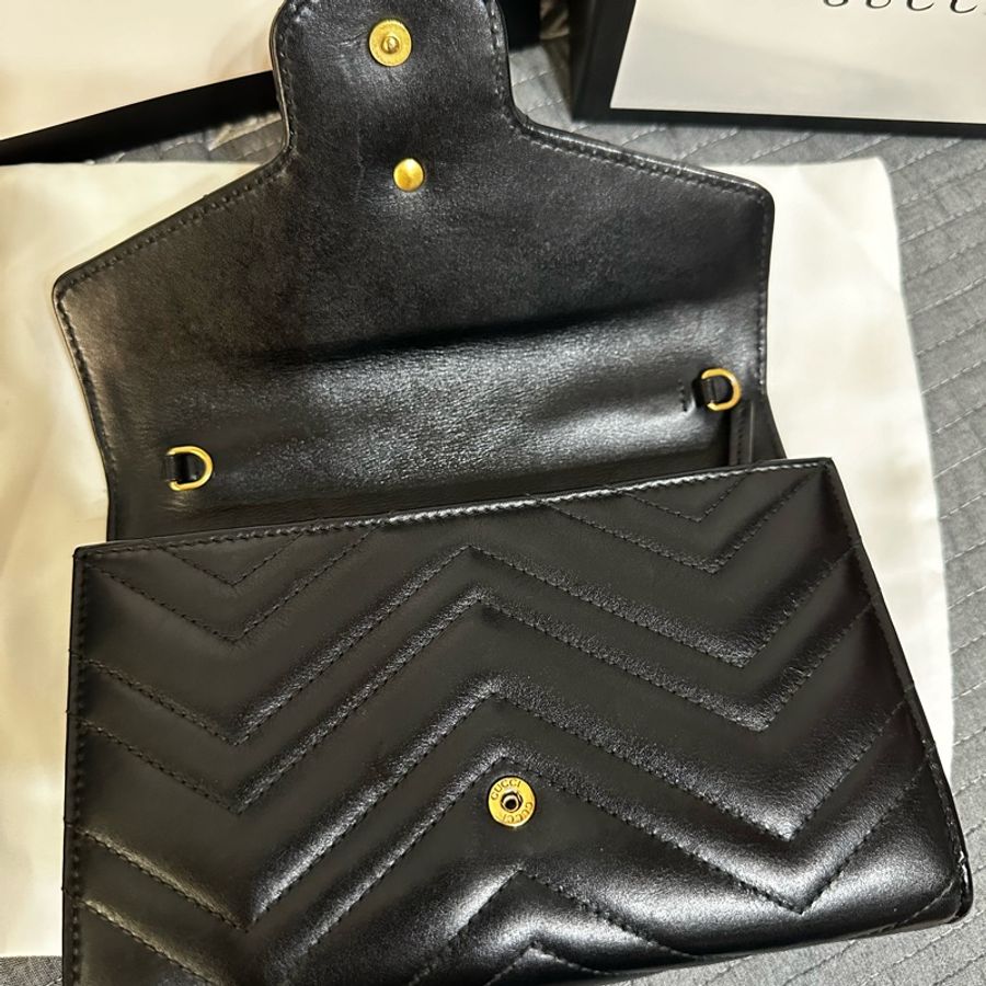 Gucci Marmont 馬夢雙G釦式 手拿/斜背/肩背/腋下背-4