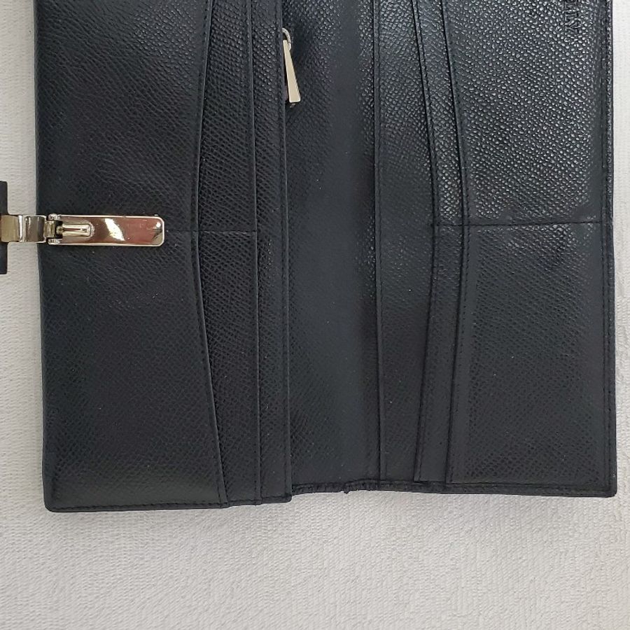 Bally 銀扣黑長夾-7