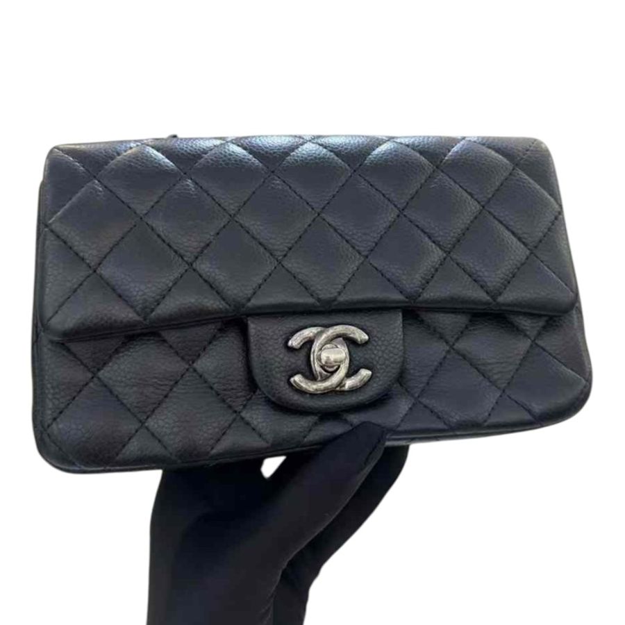 Chanel Caviar 20cm 復古銀扣 藍色-2