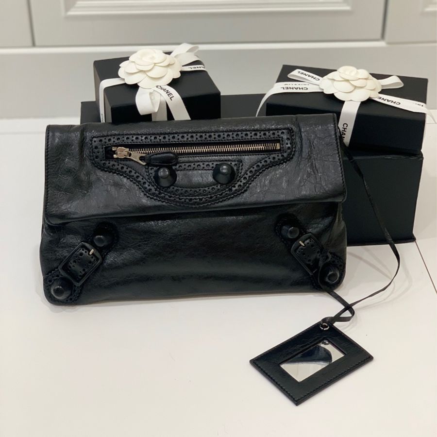 balenciaga 巴黎世家 黑色 手拿包 機車包 晚宴包 手挽包 斜背包 肩背包 側背包-2