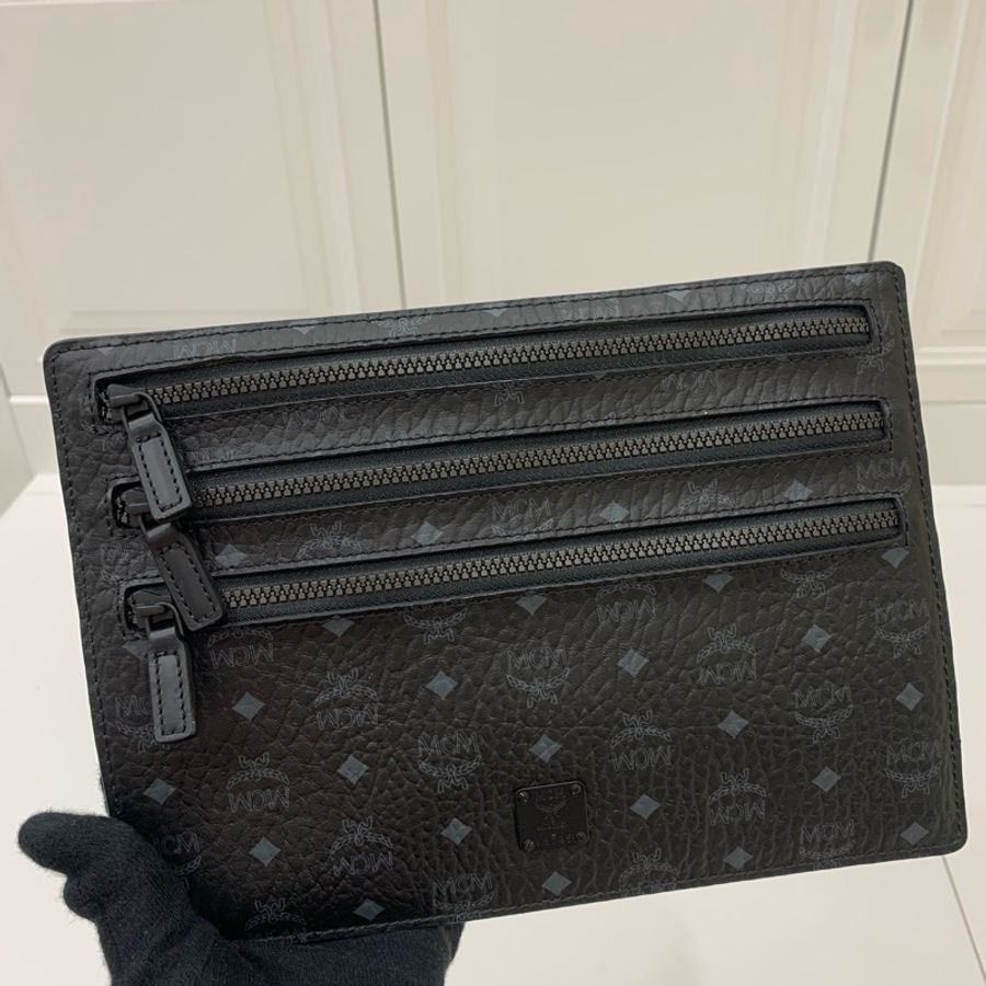 MCM Visetos Original 黑色 拉鍊 零錢包 卡包 長夾 手拿包 收納袋 文件袋-2