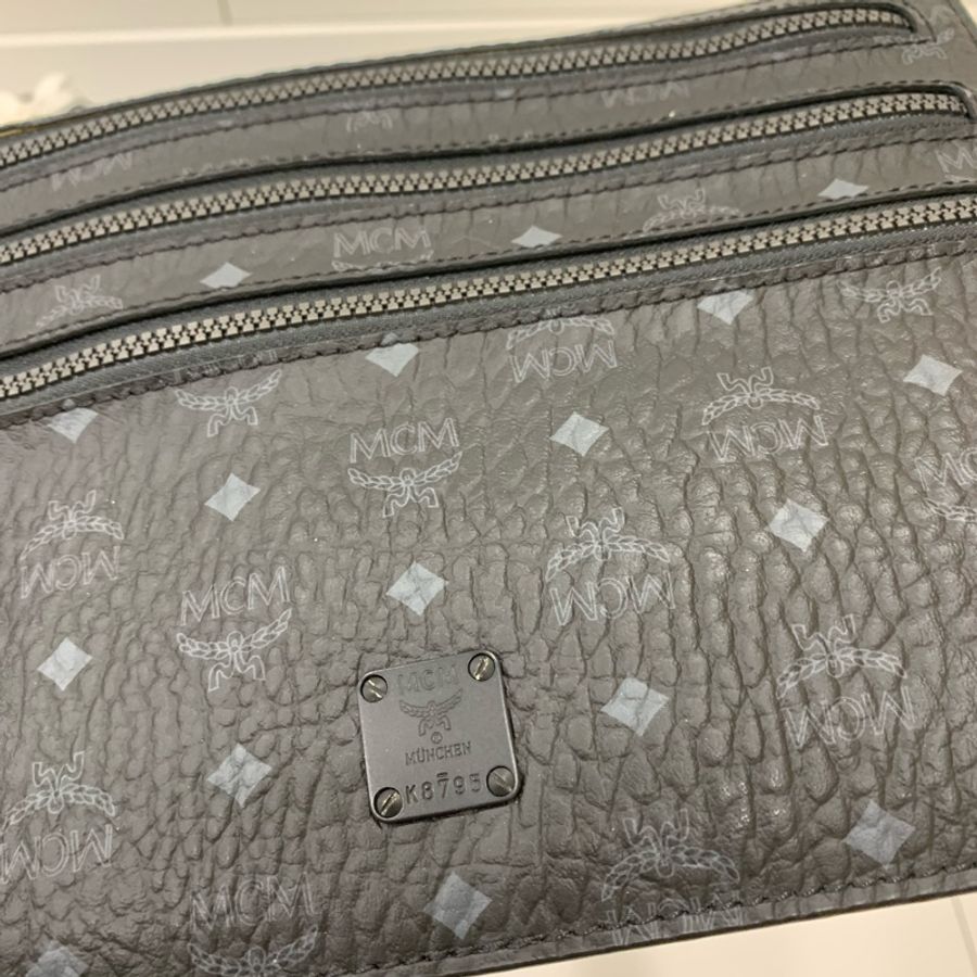 MCM Visetos Original 黑色 拉鍊 零錢包 卡包 長夾 手拿包 收納袋 文件袋-8