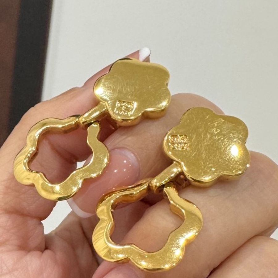 GIVENCHY 紀梵希 金色 墜式耳環 夾式耳環 耳夾 耳環-11