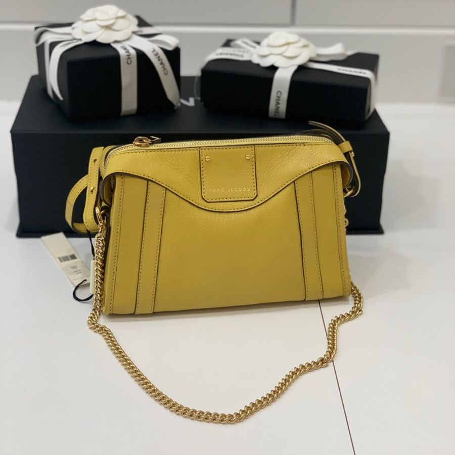 marc jacobs MJ 黃色 鏈條包 斜背包 側背包 肩背包 手提包 鏈帶包-12