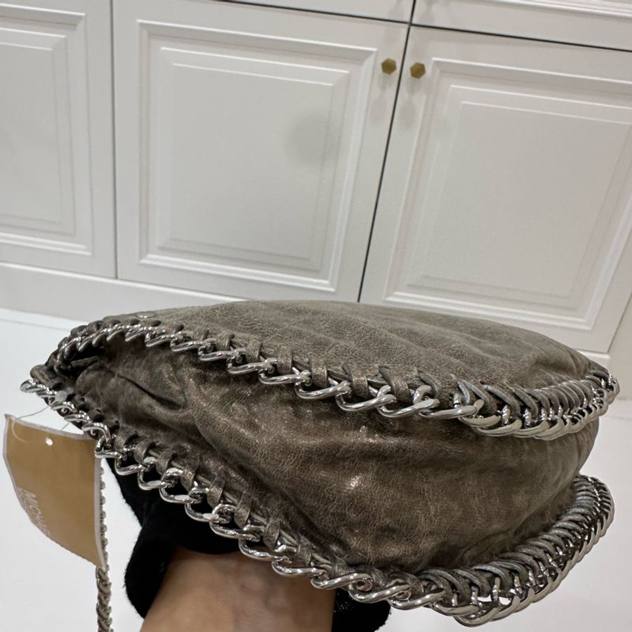MICHAEL KORS MK 褐色 牛皮 銀鏈 肩背包 手提包 鏈條包 側背包 斜背包-9