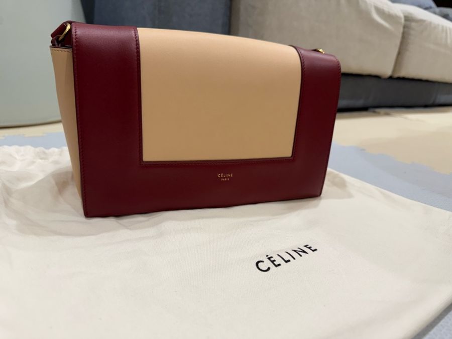 old Celine frame bag 酒紅x粉膚-0