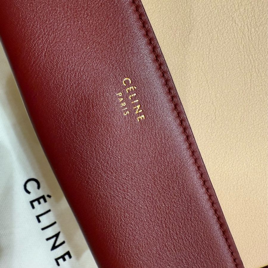 old Celine frame bag 酒紅x粉膚-7