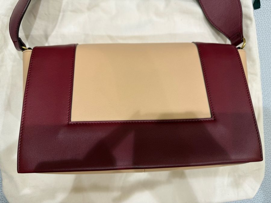 old Celine frame bag 酒紅x粉膚-8