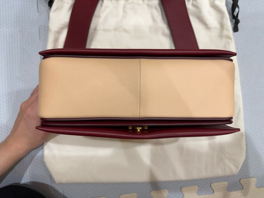 old Celine frame bag 酒紅x粉膚-9