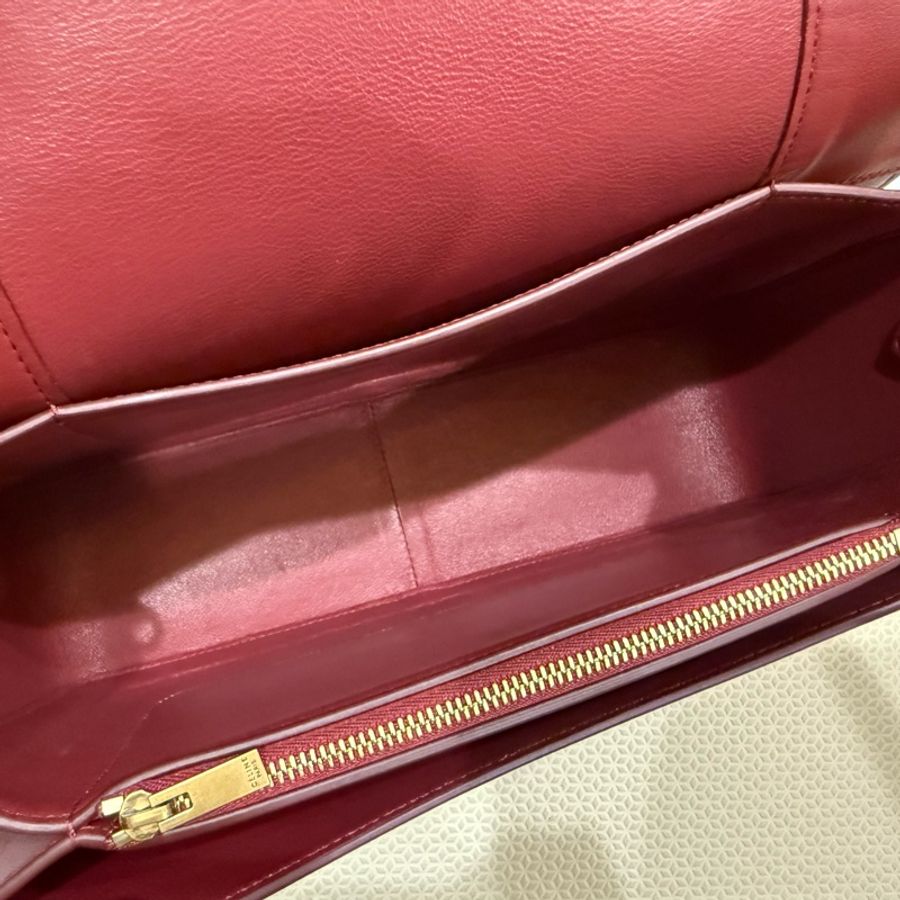 old Celine frame bag 酒紅x粉膚-12