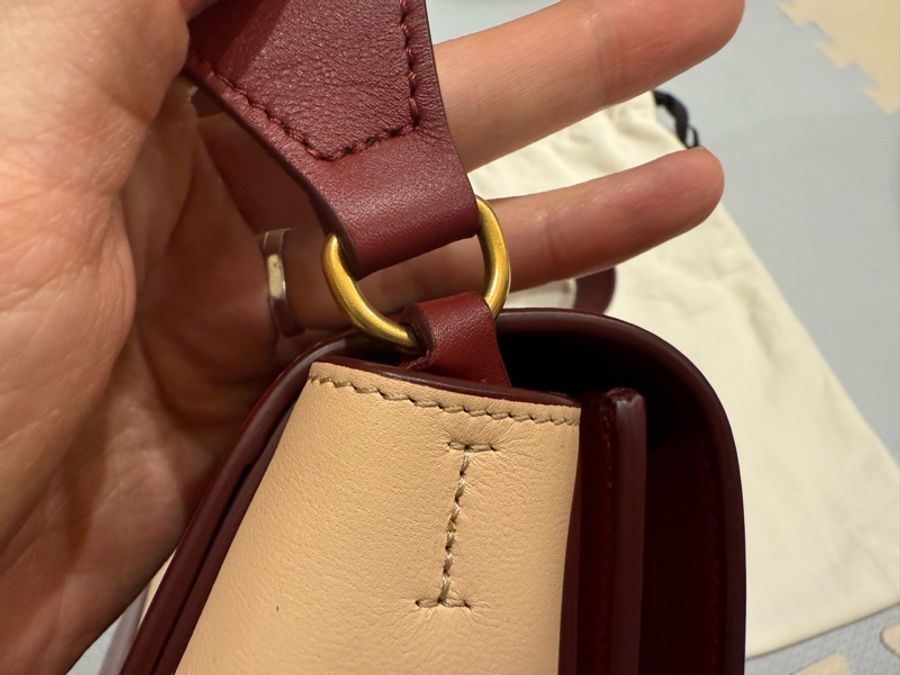 old Celine frame bag 酒紅x粉膚-17