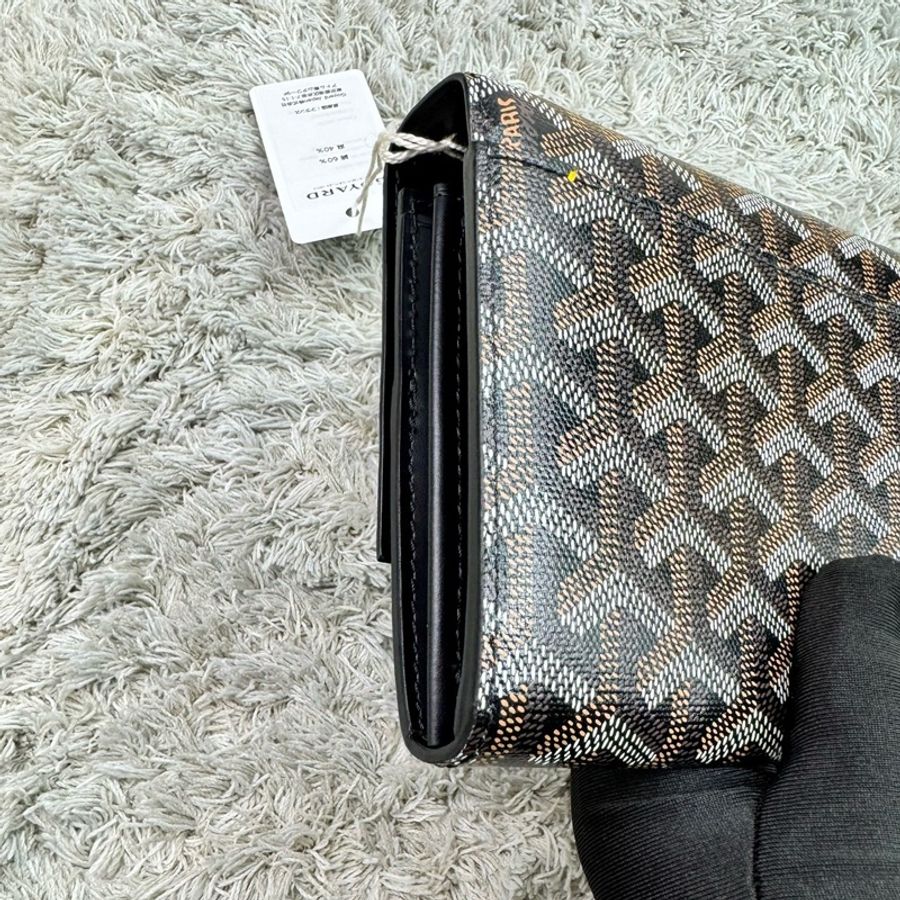 戈雅 Goyard Varenne 經典LOGO防水帆布翻蓋信封包 WOC 斜背包(黑棕)-12