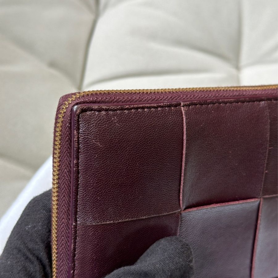 BOTTEGA VENETA BV 寬版編織拉鍊長夾 暗紫色-10